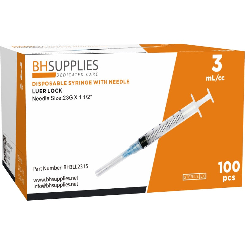 BH Supplies 3ml Syringe with Needle Attached